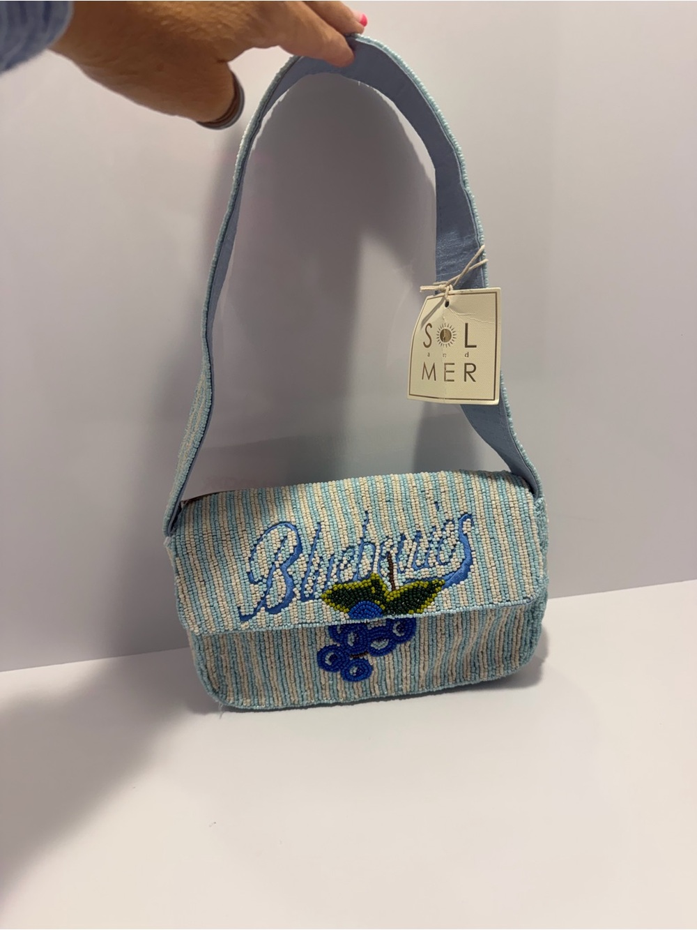 Viral Sol and Mer Blueberries Beaded Shoulder Bag Handmade in India NWT